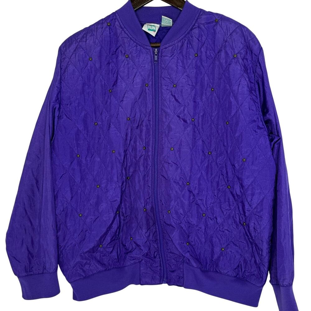 Vintage 90s First Run Purple Quilted Windbreaker L